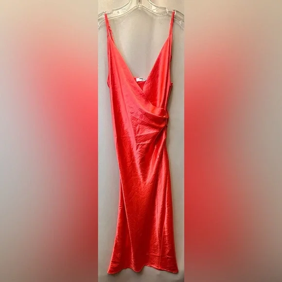 Double Zero Midi Dress Color Orange Coral Neon Size Lovely Large - Picture 5 of 7